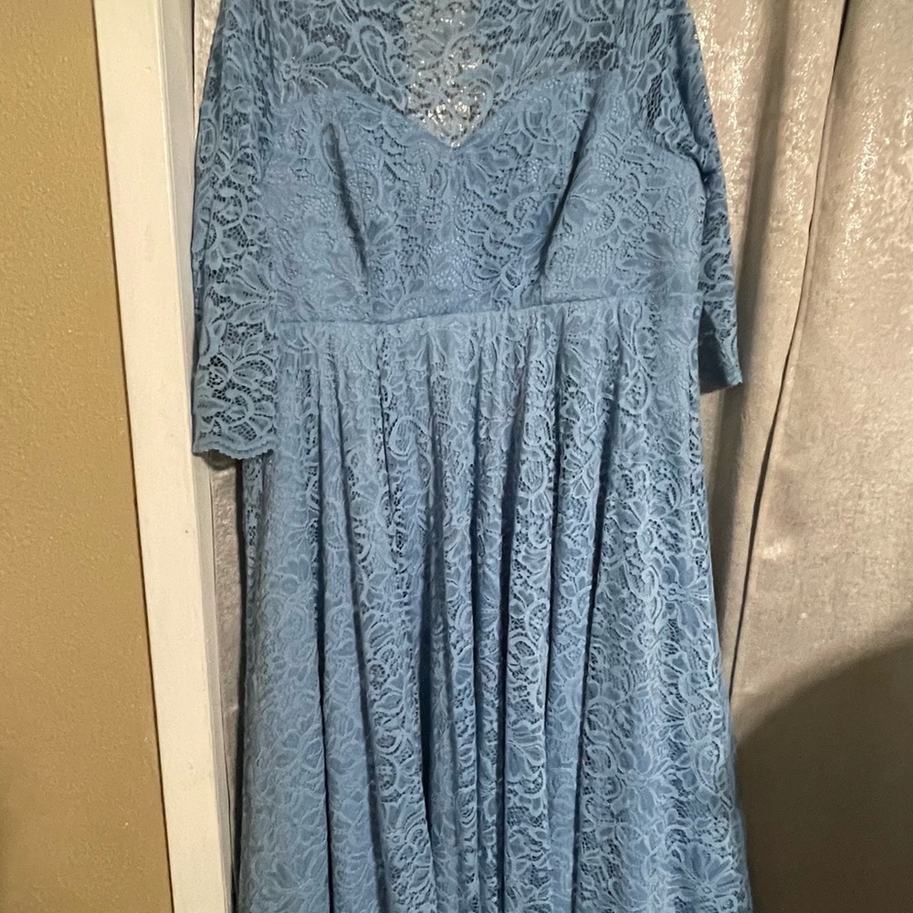 Torrid Elegant Blue Lace Long Sleeve Dress